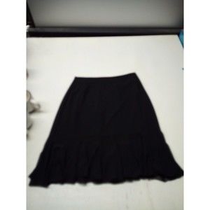JS Collections Petite Skirt Womens 8 Black Midi Ruffle Hem Knee Length Zip